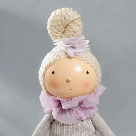 Кукла интерьерная Зимнее волшебство «Малышка в сиреневом наряде с корзиной цветов» 45 5х17х19 см