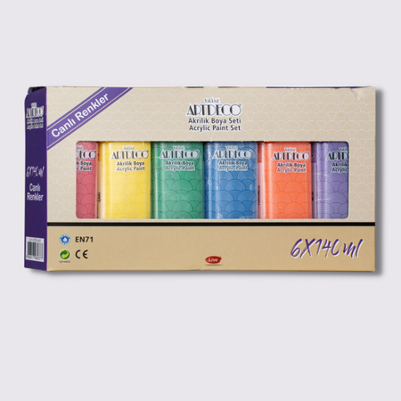Краски акриловые ARTDECO 6 цветов по 140 мл для начинающих и опытных художников