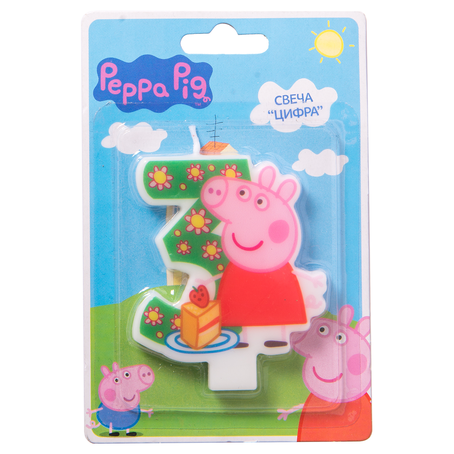 Фигурная свеча Росмэн Цифра 3 Peppa Pig - фото 3