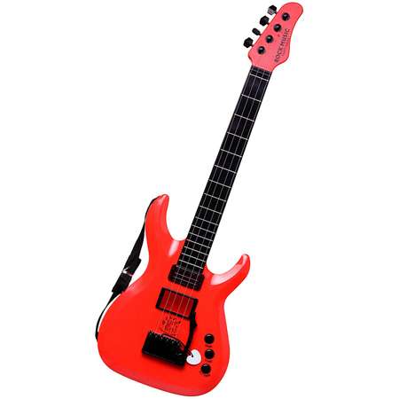 Детская гитара ABTOYS электрическая красная со звуковыми и световыми эффектами