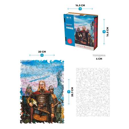 Деревянный пазл Melograno puzzle Викинги М 150 деталей