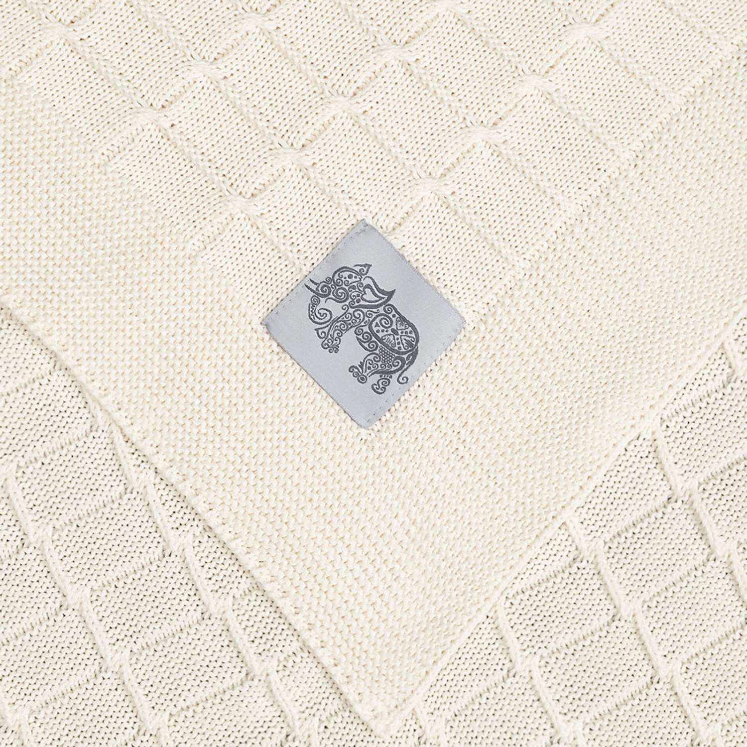 Плед-покрывало детский вязаный WARM WHIFF D-52 молочный на выписку в коляску в кроватку на лето 90x110 - фото 2