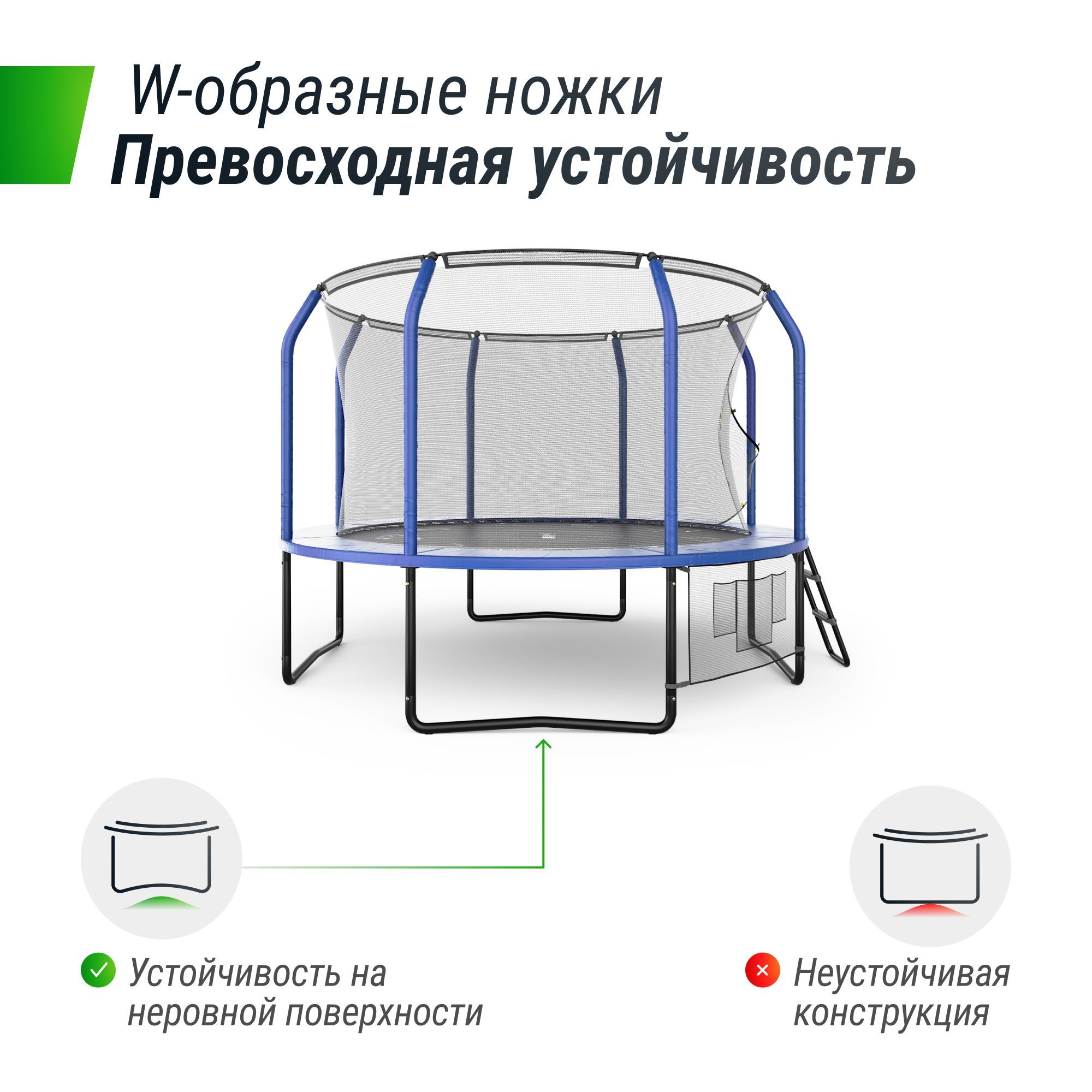 Батут каркасный supreme game UNIX line 10 ft blue общий диаметр 305 см до 150 кг диаметр прыжковой зоны 250 см - фото 7