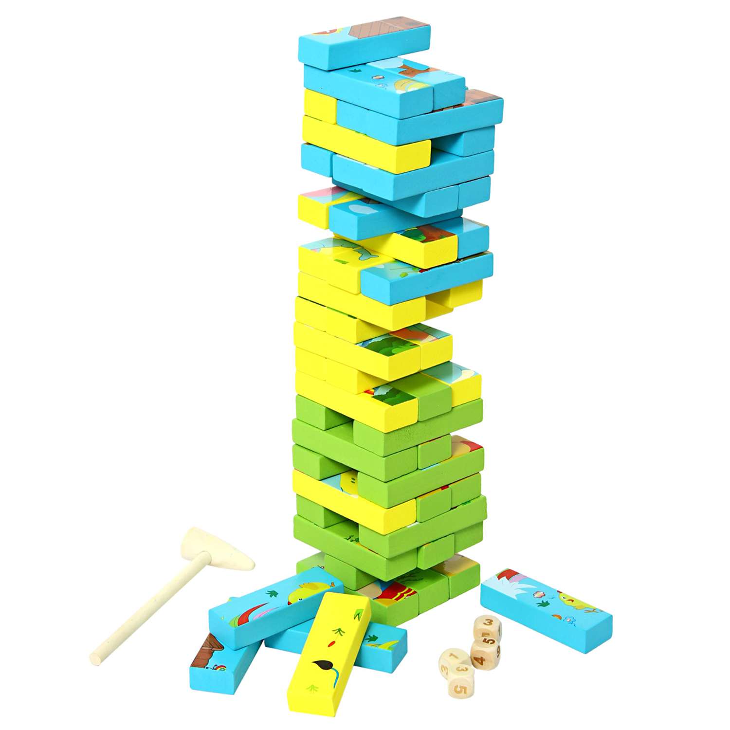 Развивающая игрушка Фабрика Фантазий 2 в 1 пазл +башня слоник и мишка - фото 1