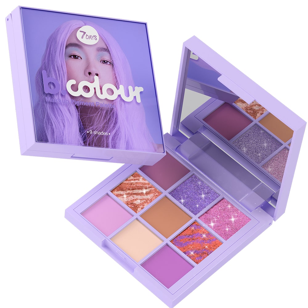 Палетка теней для век 7DAYS B.COLOUR 01 Violet Macarons 9 цветов - фото 2