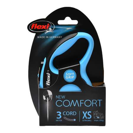 Рулетка Flexi New Comfort XS трос 3 м до 8кг Черный-Синий