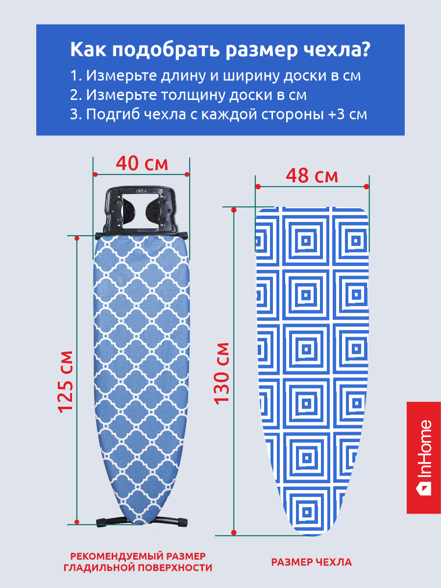 Чехол для гладильной доски InHome с антипригарным покрытием - фото 8