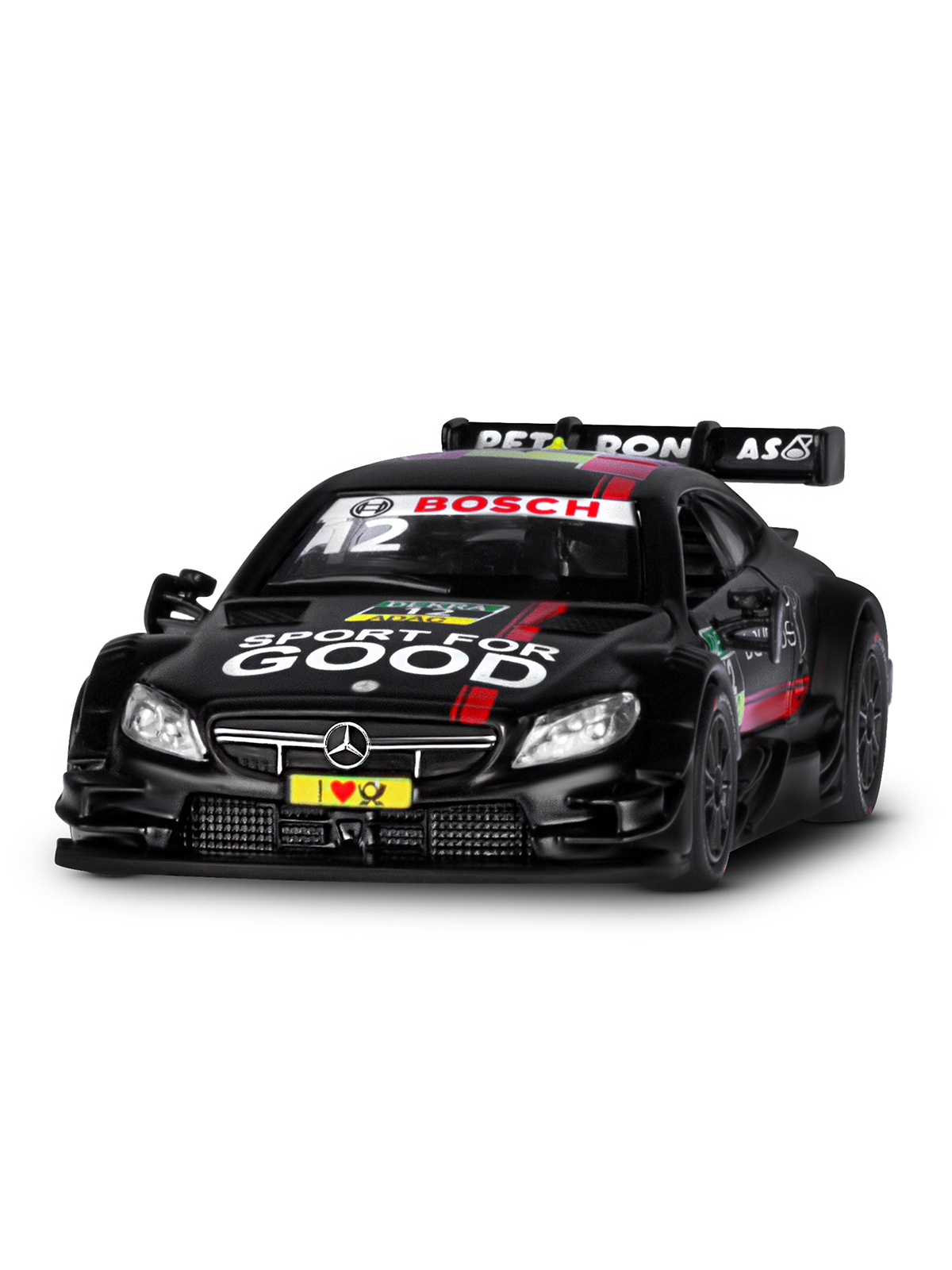 Машинка металлическая АВТОпанорама игрушка детская Mercedes AMG C 63 DTM 1:43 черный матовый JB1251214 - фото 9