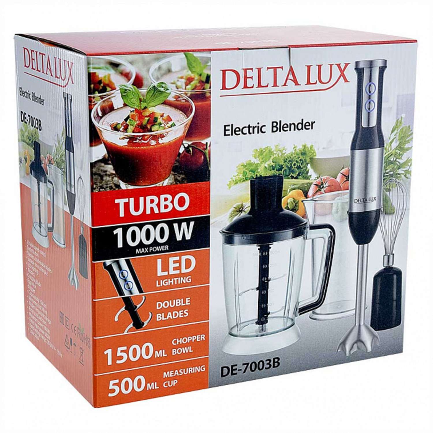 Блендер Delta Lux DE-7003B черный 1000Вт режим Турбо LED-подсветка - фото 9
