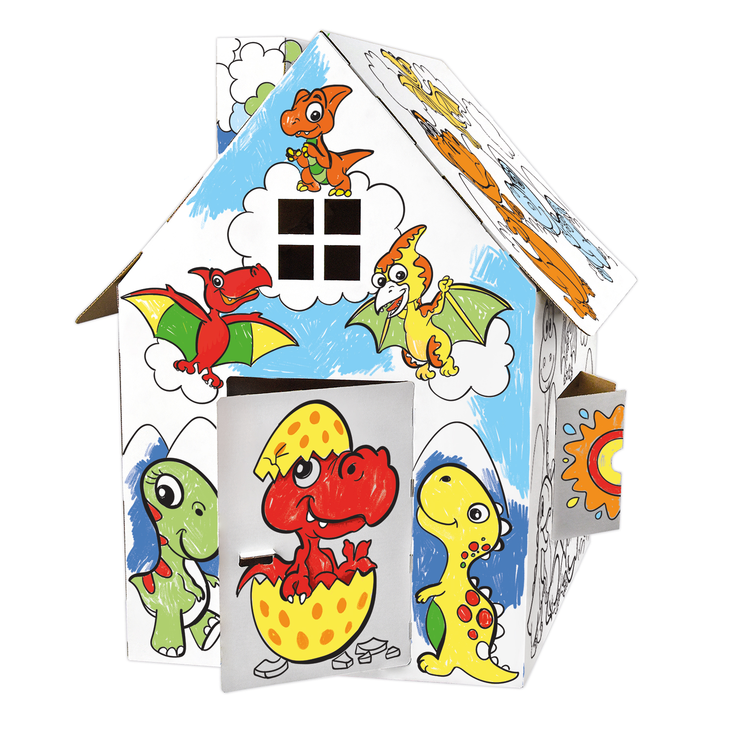 Картонный дом-раскраска PREZENT ДИНОЗАВРЫ КДР-004 - фото 1