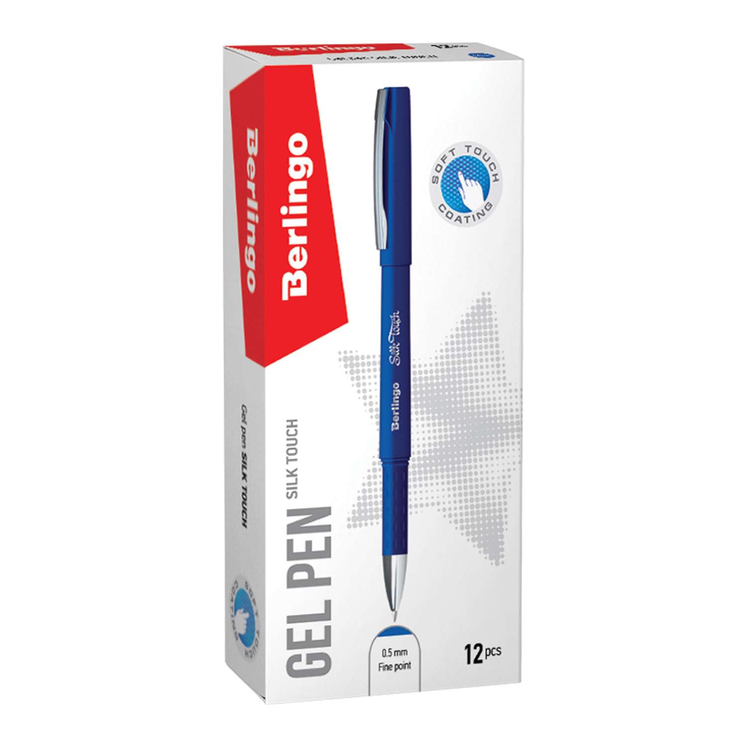 Ручка гелевая Berlingo Silk touch синяя 05мм грип набор 12 шт - фото 2