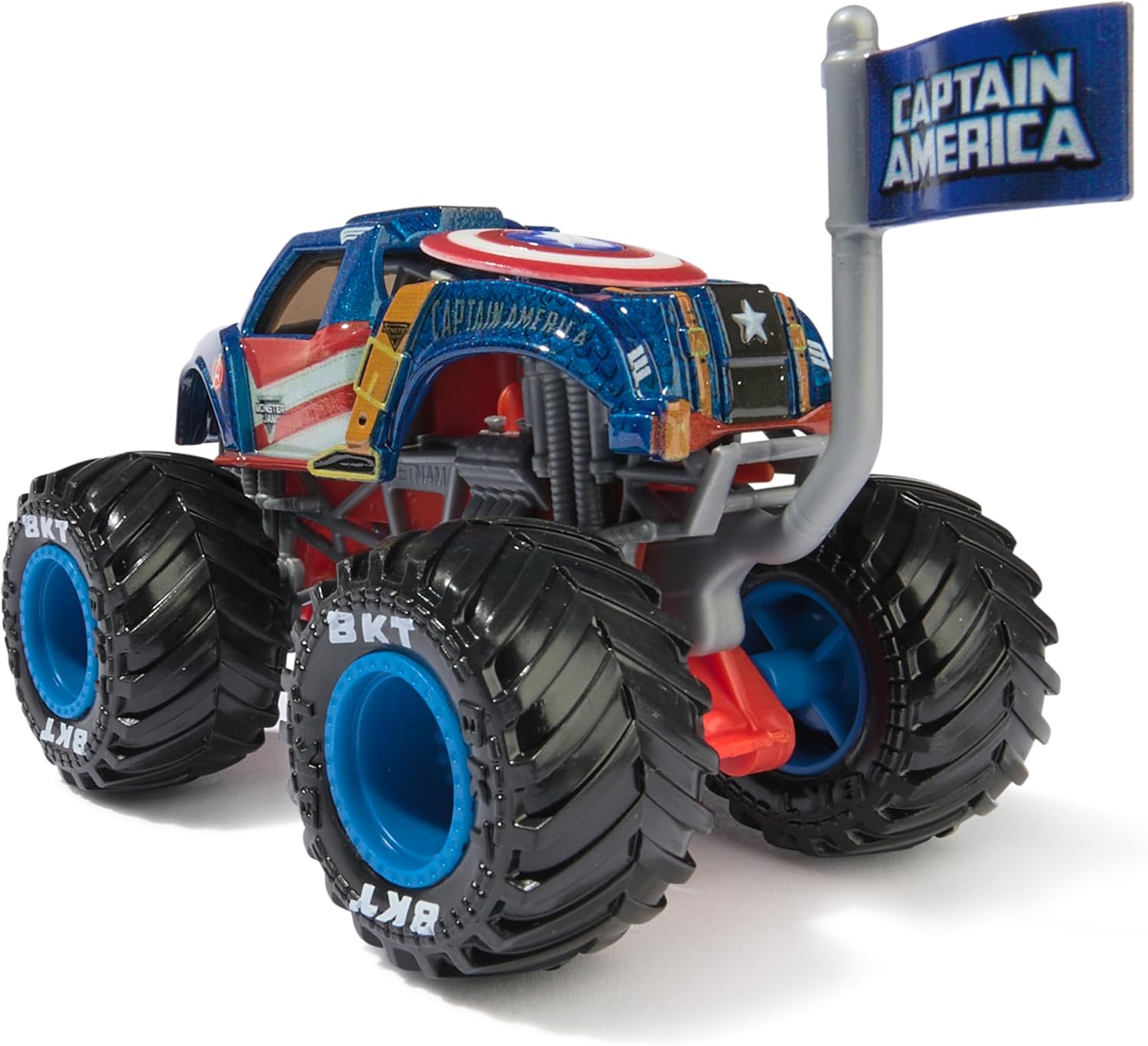 Монстр-трак Monster Jam Marvel Captain America 1:64 синий 6069960 - фото 2