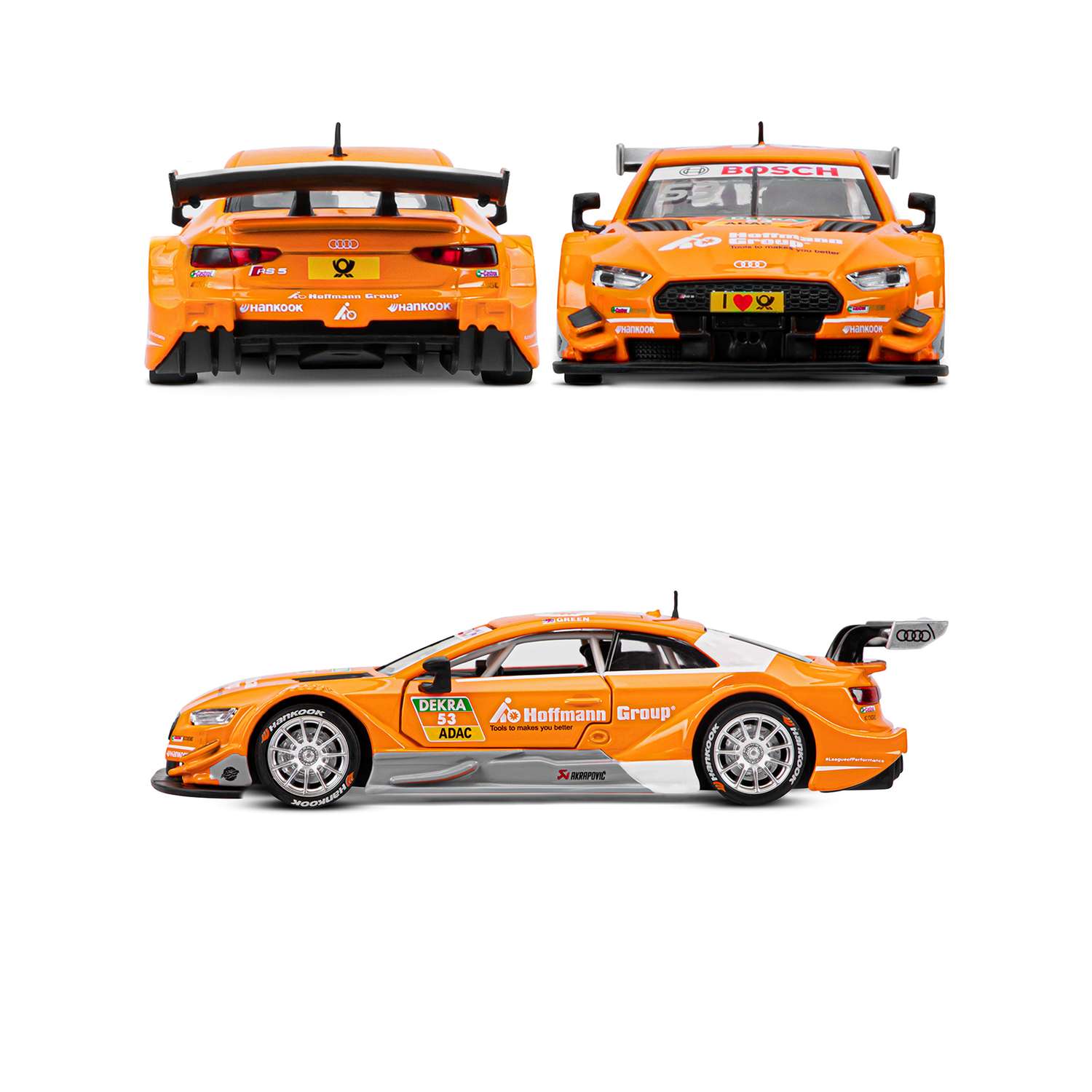 Машинка металлическая АВТОпанорама игрушка детская Audi RS 5 DTM 1:32 оранжевый JB1251323 - фото 5