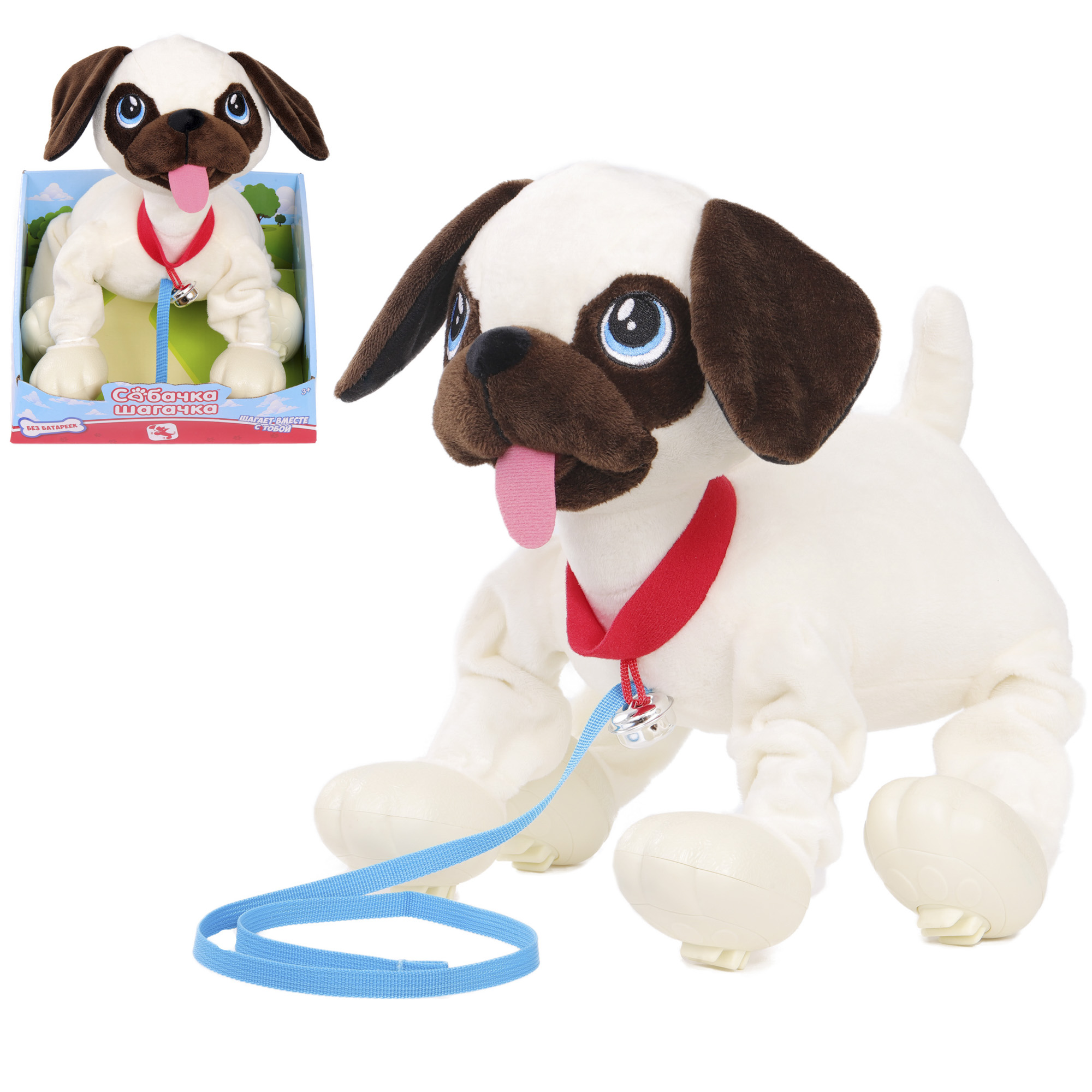 Интерактивная игрушка Собачка-Шагачка собачка на поводке Мопс - фото 2