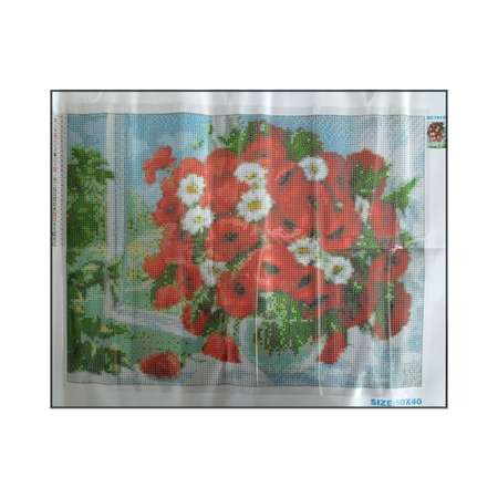Алмазная мозаика Seichi Букет из маков и ромашек 40х50 см