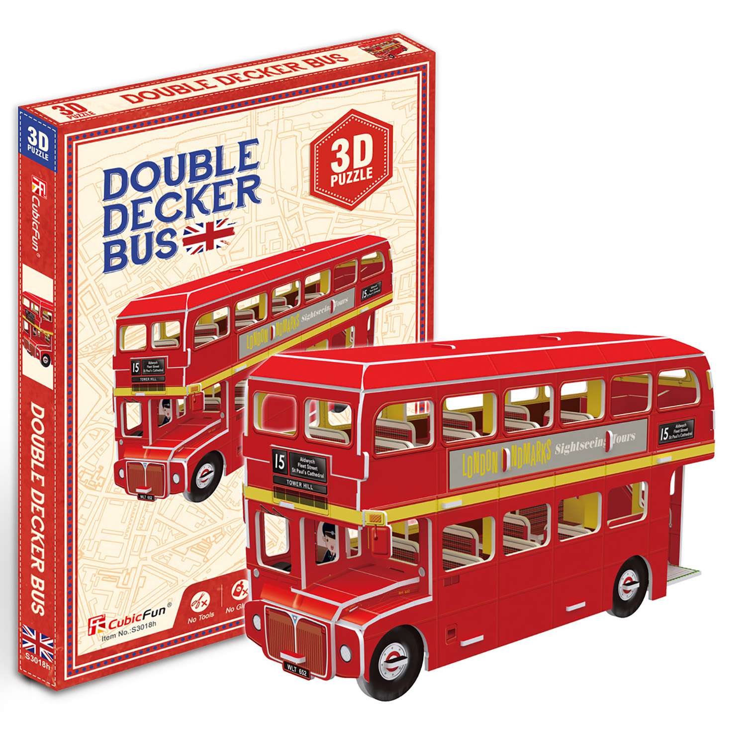 Пазл CubicFun Лондонский двухэтажный автобус 3D 57деталей S3018h - фото 2