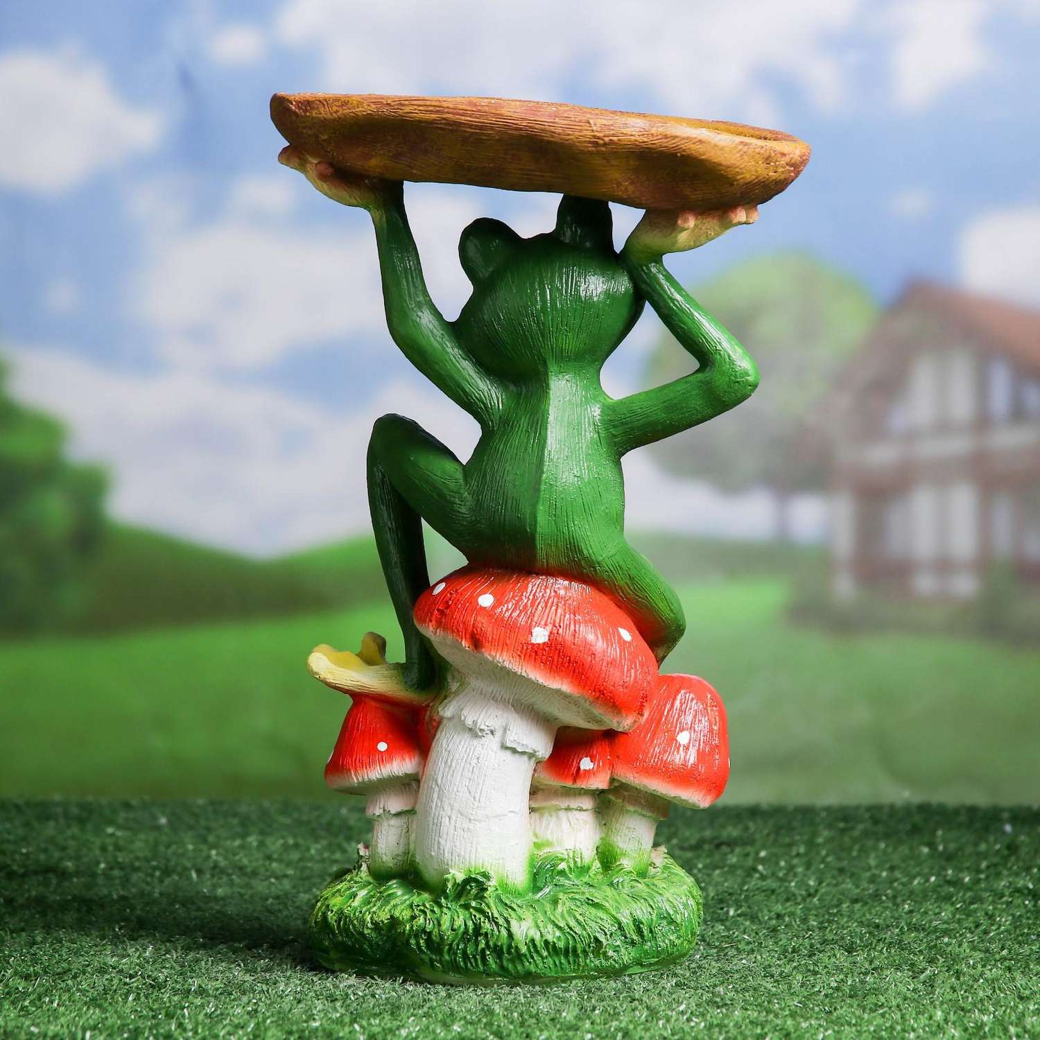 Садовая фигура Хорошие сувениры «Поилка лягушка с подносом» 20х22х36см - фото 3
