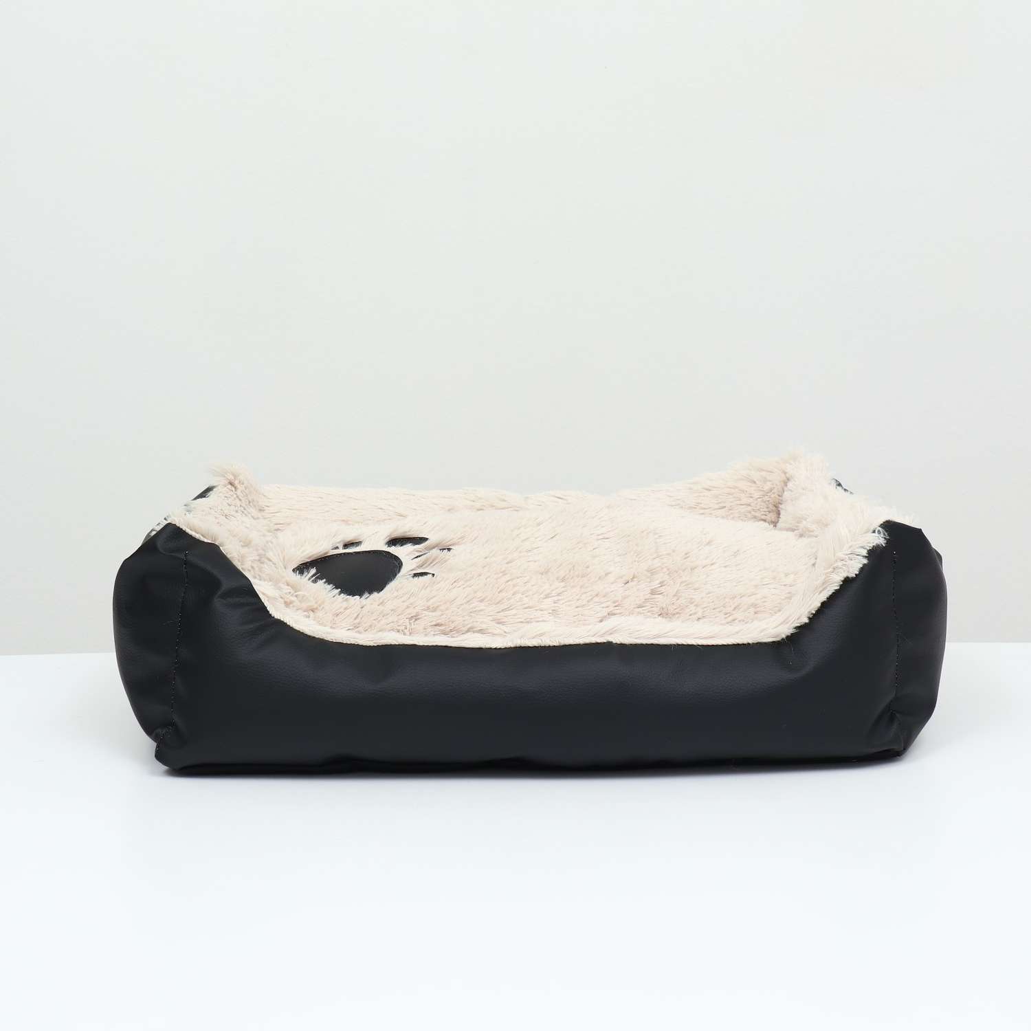 Лежак Пижон с подушкой мех экокожа 57х41х17см бежевый - фото 2