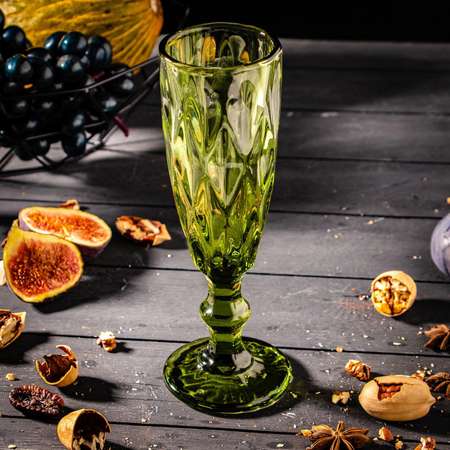 Бокал MAGISTRO стеклянный для шампанского «Круиз» 160 мл 7×20 см зелёный
