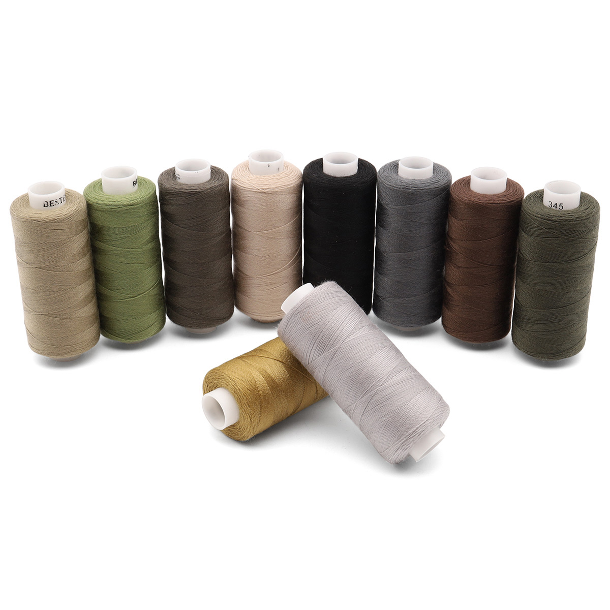 Набор ниток Bestex для шитья трикотажа ткани легкой и средней плотности 40/2 Армейский 365 м 400 ярд 10 шт - фото 1