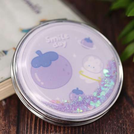 Зеркало карманное iLikeGift Smile day purple с увеличением