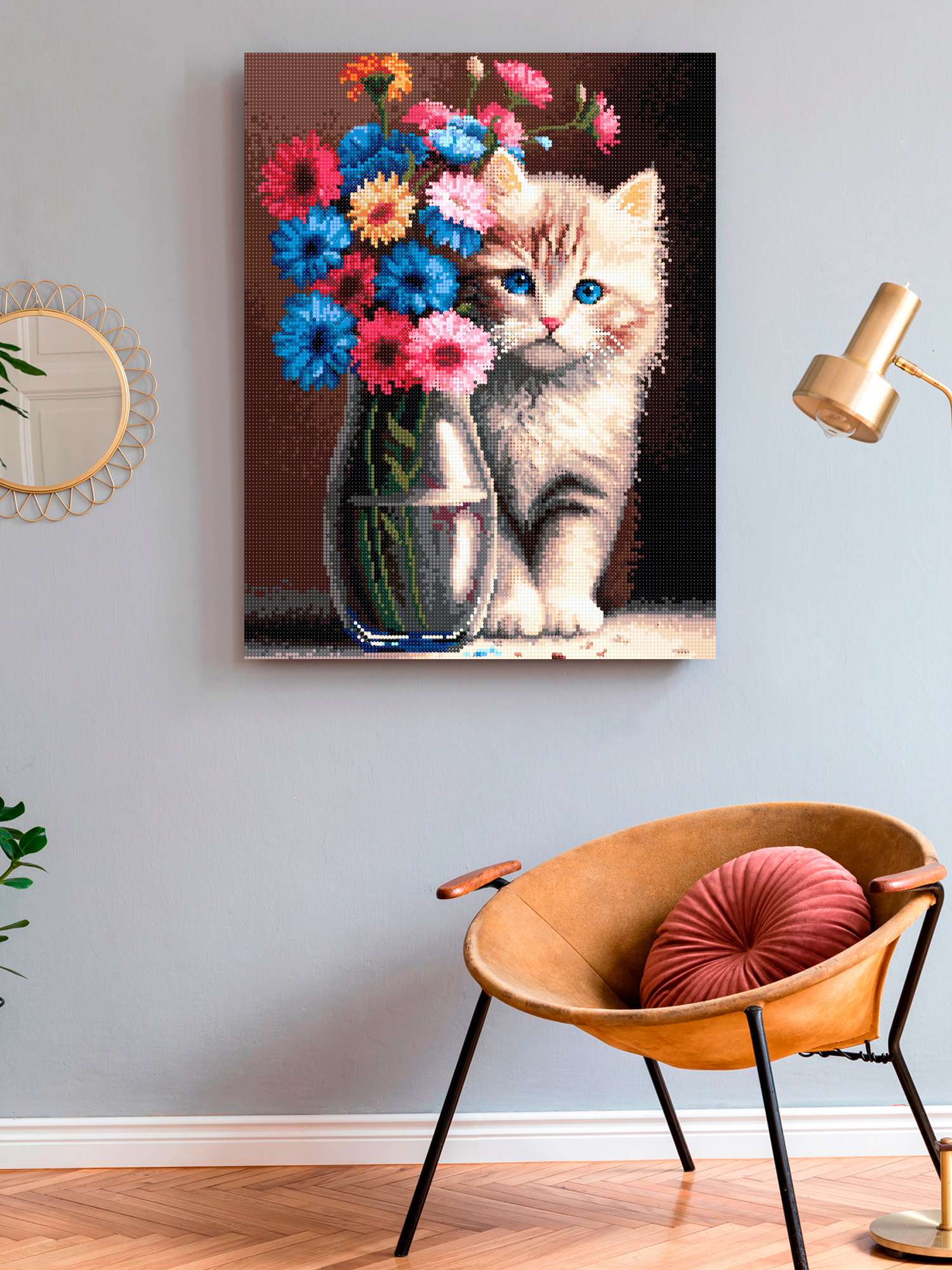 Алмазная мозаика Art on Canvas холст на подрамнике 40х50 см Любопытный котенок - фото 3