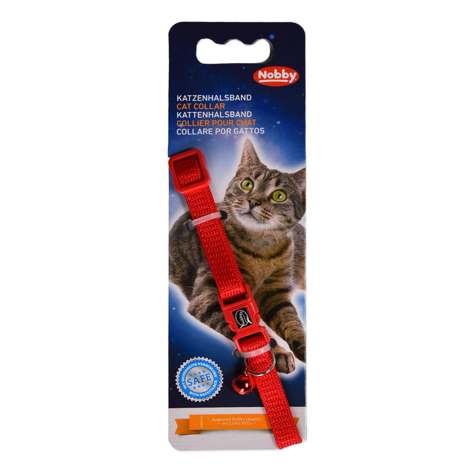 Ошейник для кошек Nobby с бубенчиком Лапки Красный 78003-01 - фото 2