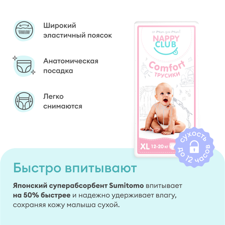 Подгузники-трусики NappyClub Comfort XL 5 12-20 кг 38 шт