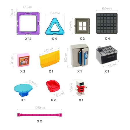 Магнитный конструктор MAGFORMERS Minibots Kitchen Set 33 детали