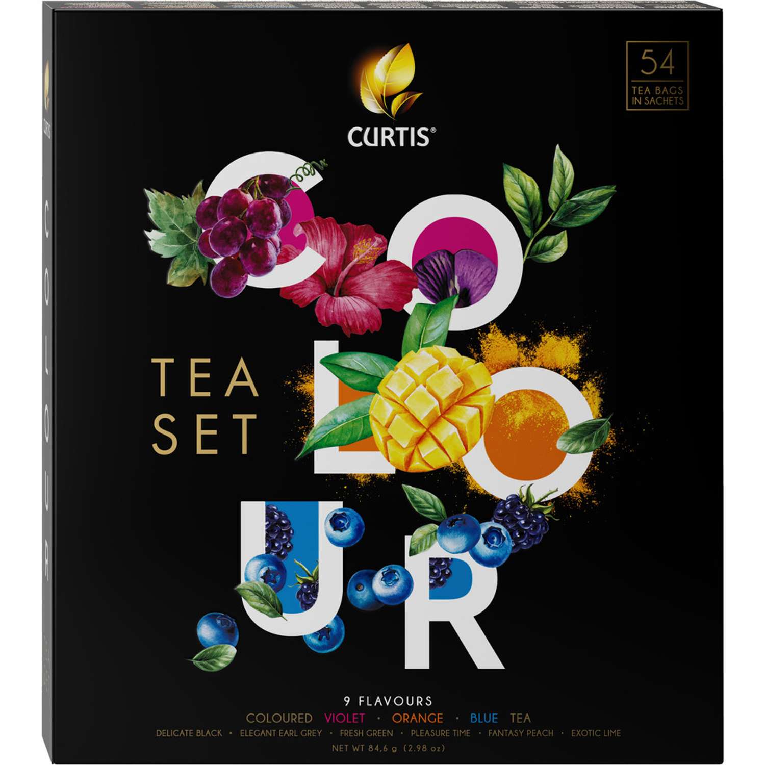 Набор чая в пакетиках Curtis Colour tea set 54 шт ассорти 9 вкусов с цветными чаями - фото 1