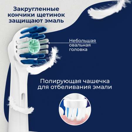 Насадка на зубную щетку BEIBER совместимая с Oral-b white 4 шт