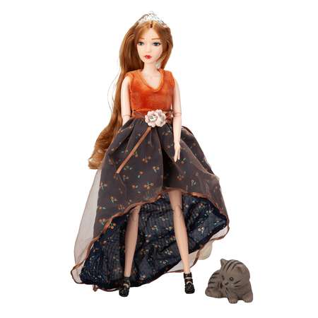 Кукла Эмили с кошечкой красивая шарнирная с аксессуарами и длинными волосами 29 см