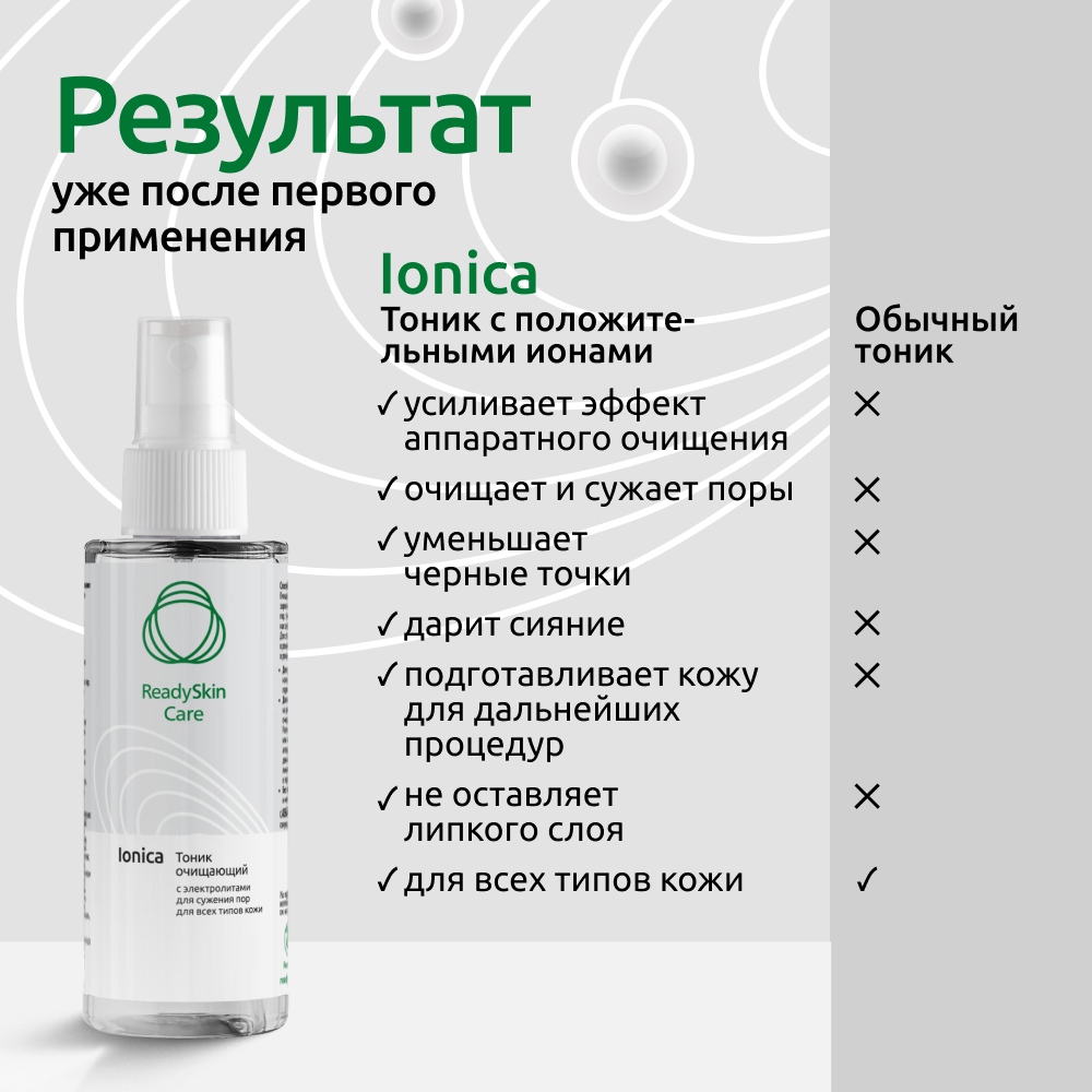 Тоник очищающий ReadySkin Care Ionica для сужения пор и для всех типов кожи 150 мл - фото 5