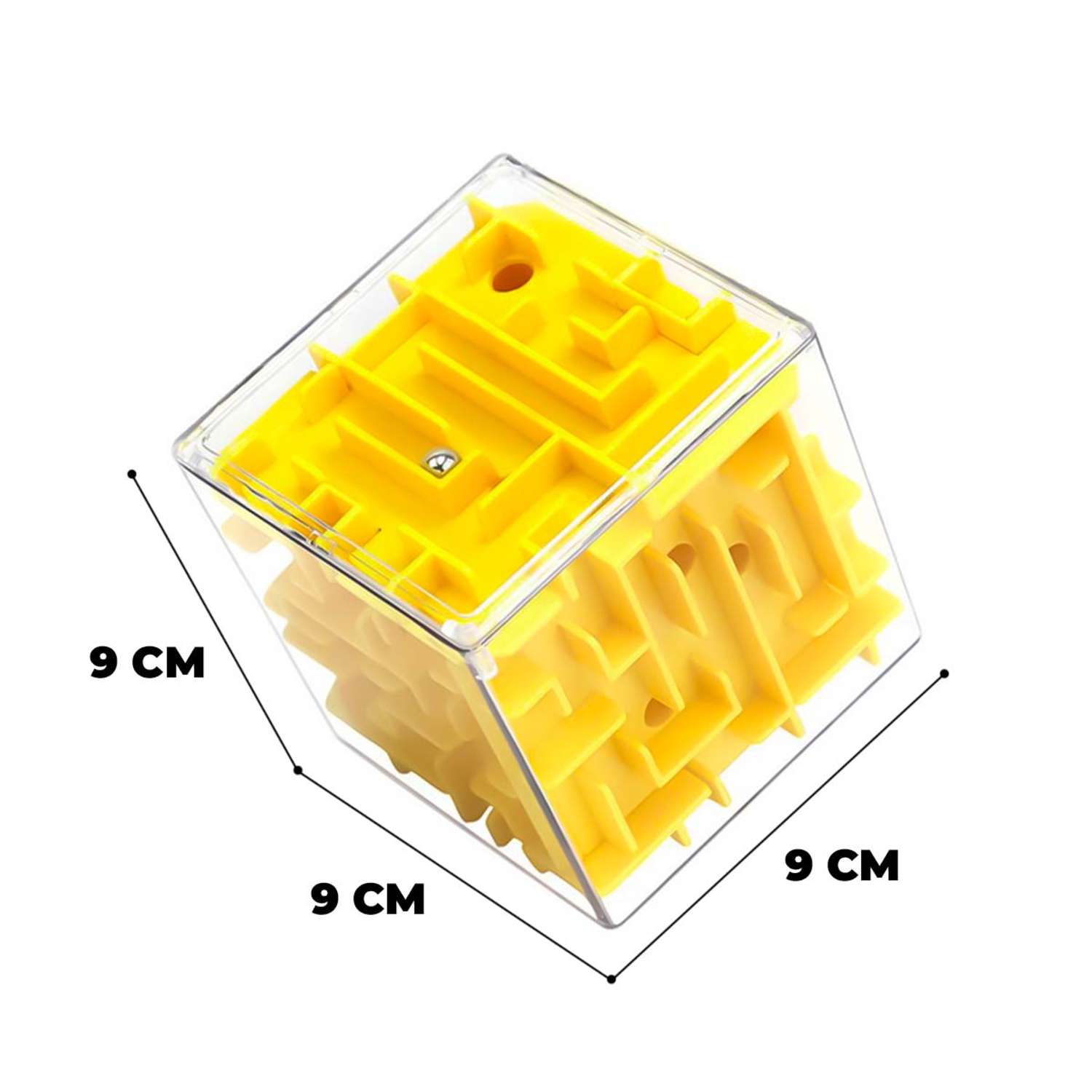 Головоломка для детей WiMI логический куб с шариком желтый - фото 3