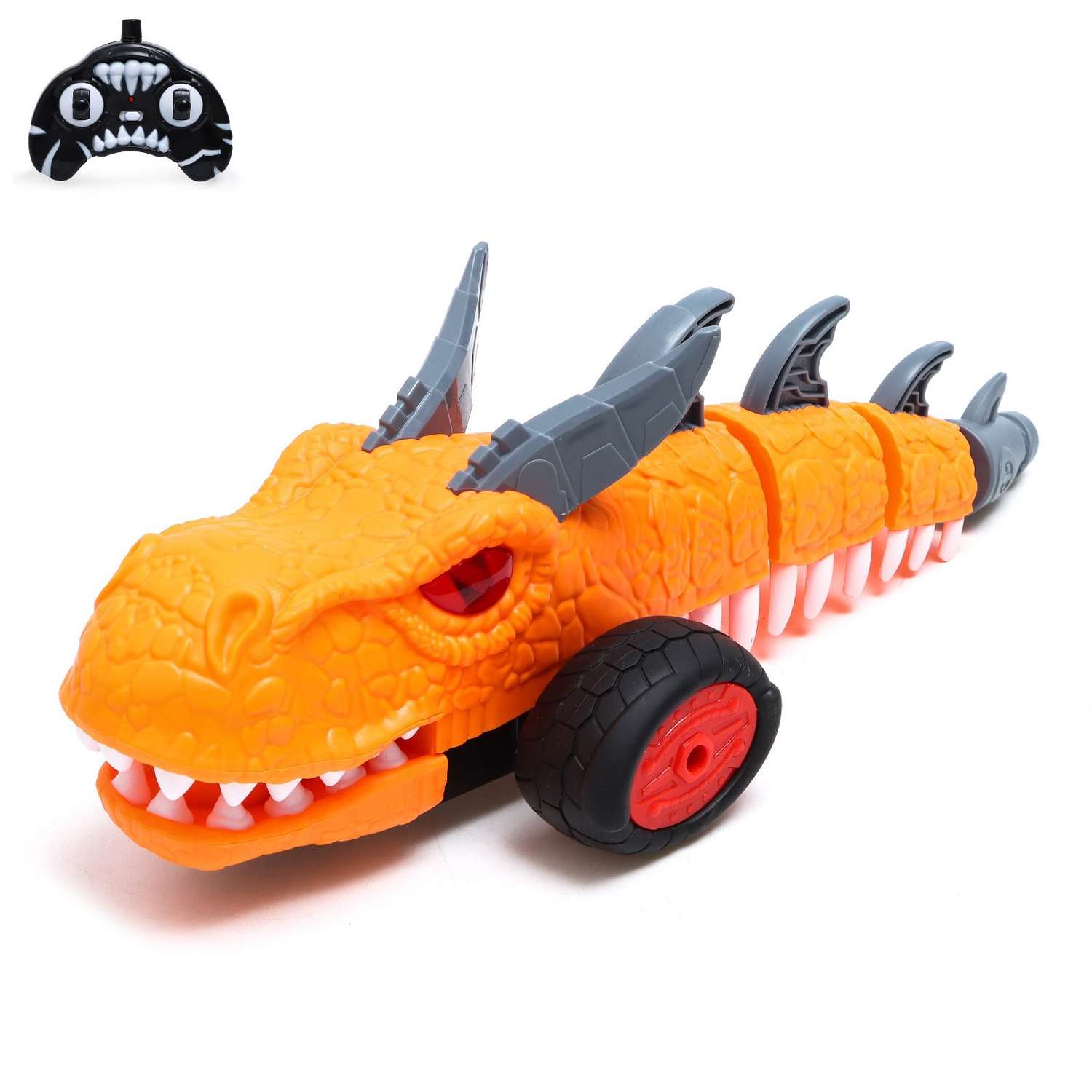 Динозавр Sima-Land радиоуправляемый «Дракон» работает от батареек цвет оранжевый - фото 1
