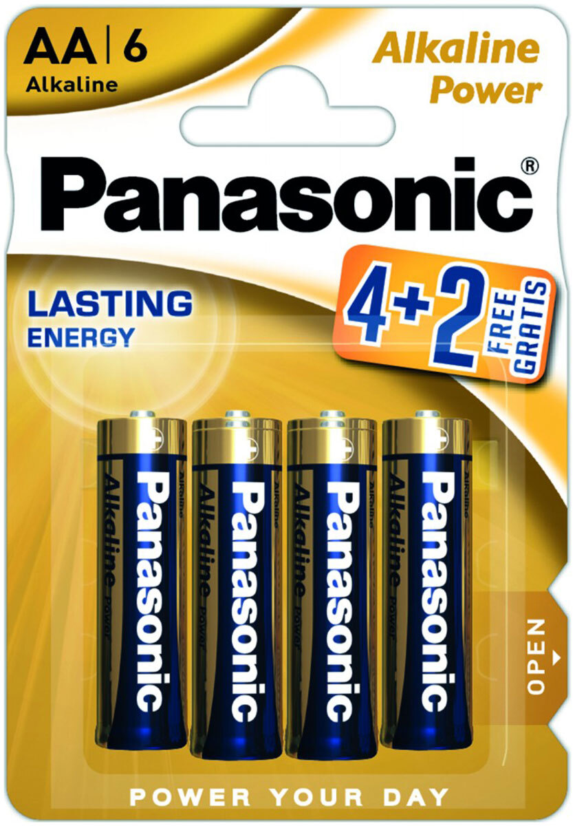 Щелочная батарейка Panasonic AA Alkaline power promo pack в блистере 6шт LR6REB/6B2F - фото 1