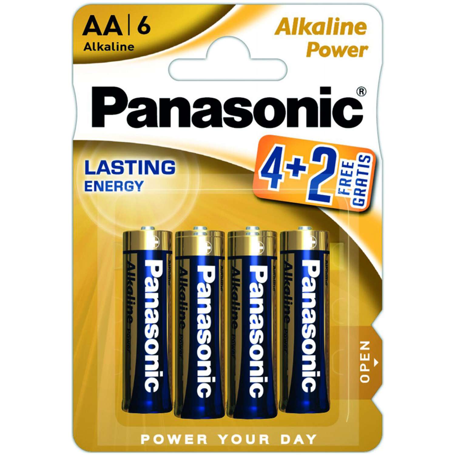 Щелочная батарейка PANASONIC AA Alkaline power promo pack в блистере 6шт LR6REB/6B2F - фото 1