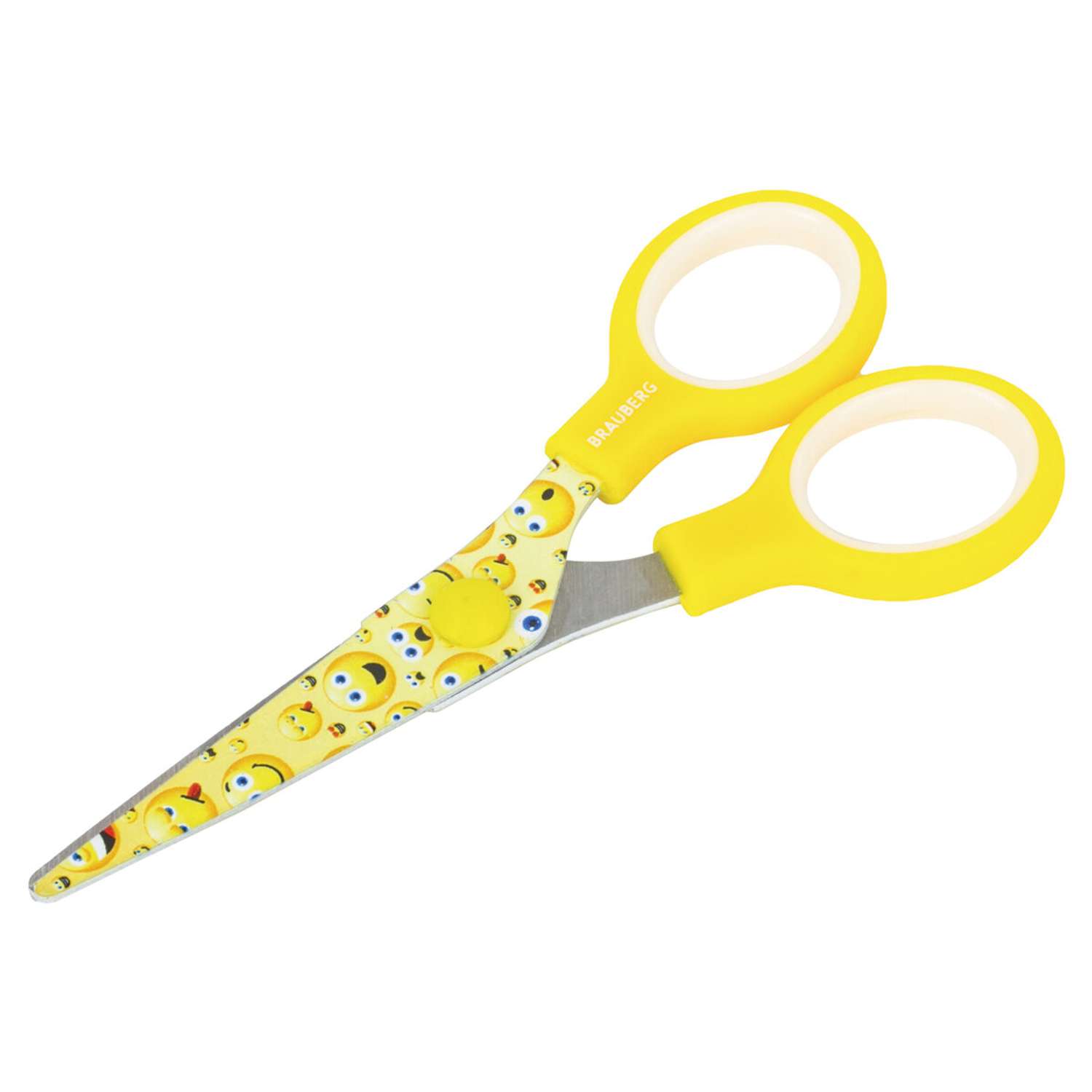 Ножницы Brauberg Kid Series 130мм с цветной печатью Смайлики желто-белые - фото 8