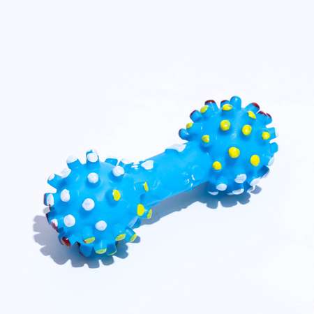 Игрушка для собак Пижон пищащая увеличенная «Гантель с лапками» синяя