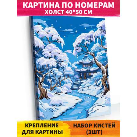 Картина по номерам Hobby Paint холст на подрамнике 40х50 см Зимний японский сад