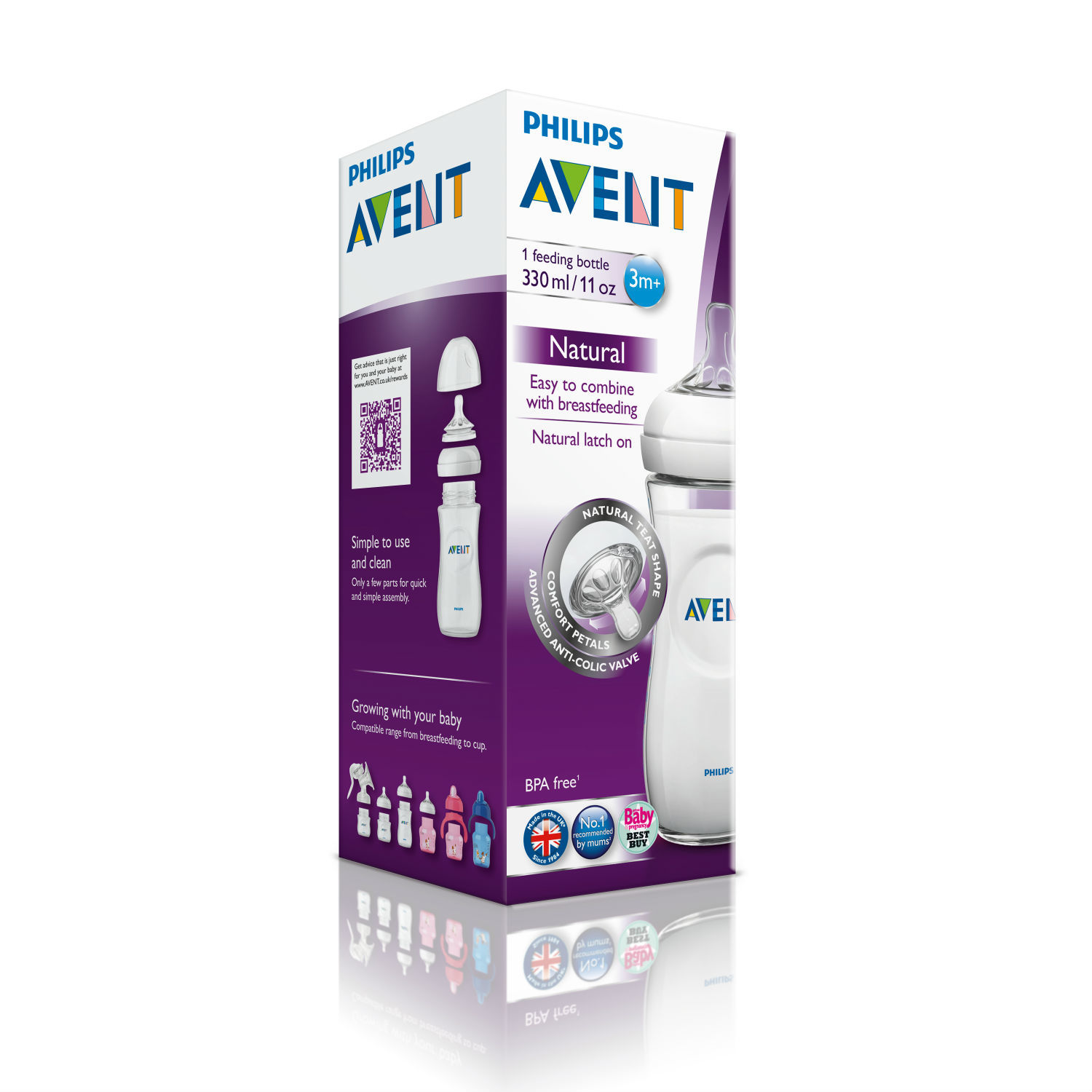 Бутылочка Philips Avent Natural 3 мес+ 330 мл SCF696/17 - фото 4