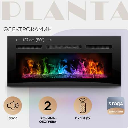 Электрокамин Planta multicolor настенный/встраиваемый 3 режима 2 вида топлива 9 цветов пламени