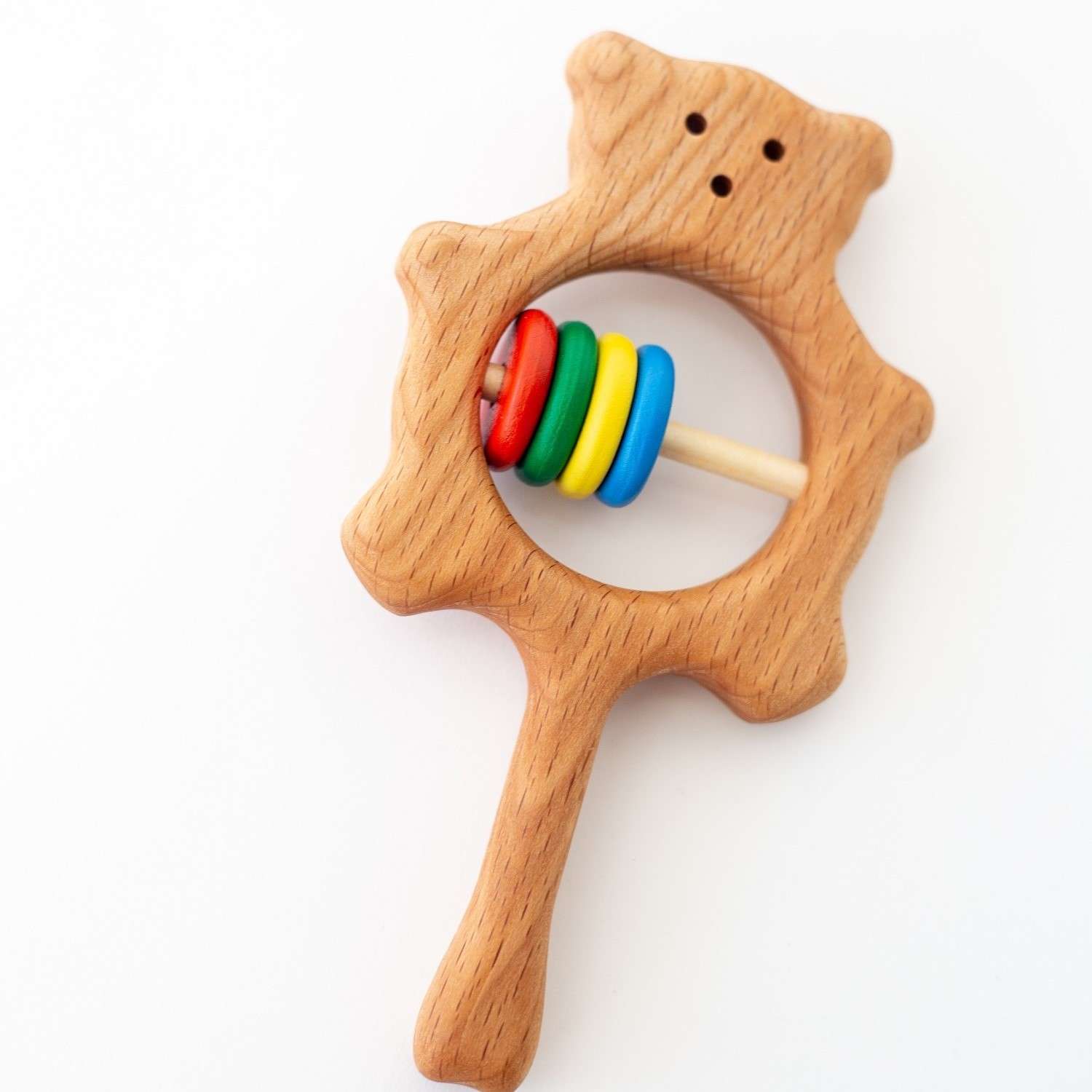 Деревянная Погремушка Mag Wood Мишутка цветные детали для новорожденных - фото 1