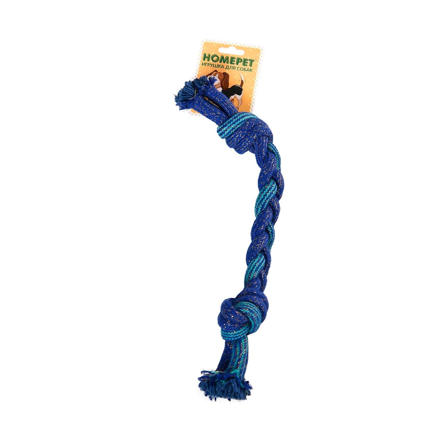 Игрушка для собак Homepet Seaside Канат с двумя узлами 36см Синий-Голубой - фото 1
