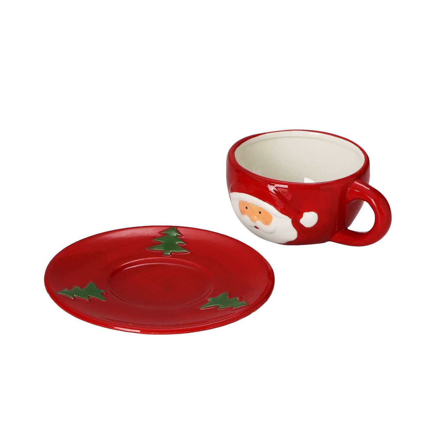 Чайная пара Доляна «Дедушка Мороз» 2 предмета: чашка 225 мл блюдце цвет красный - фото 2