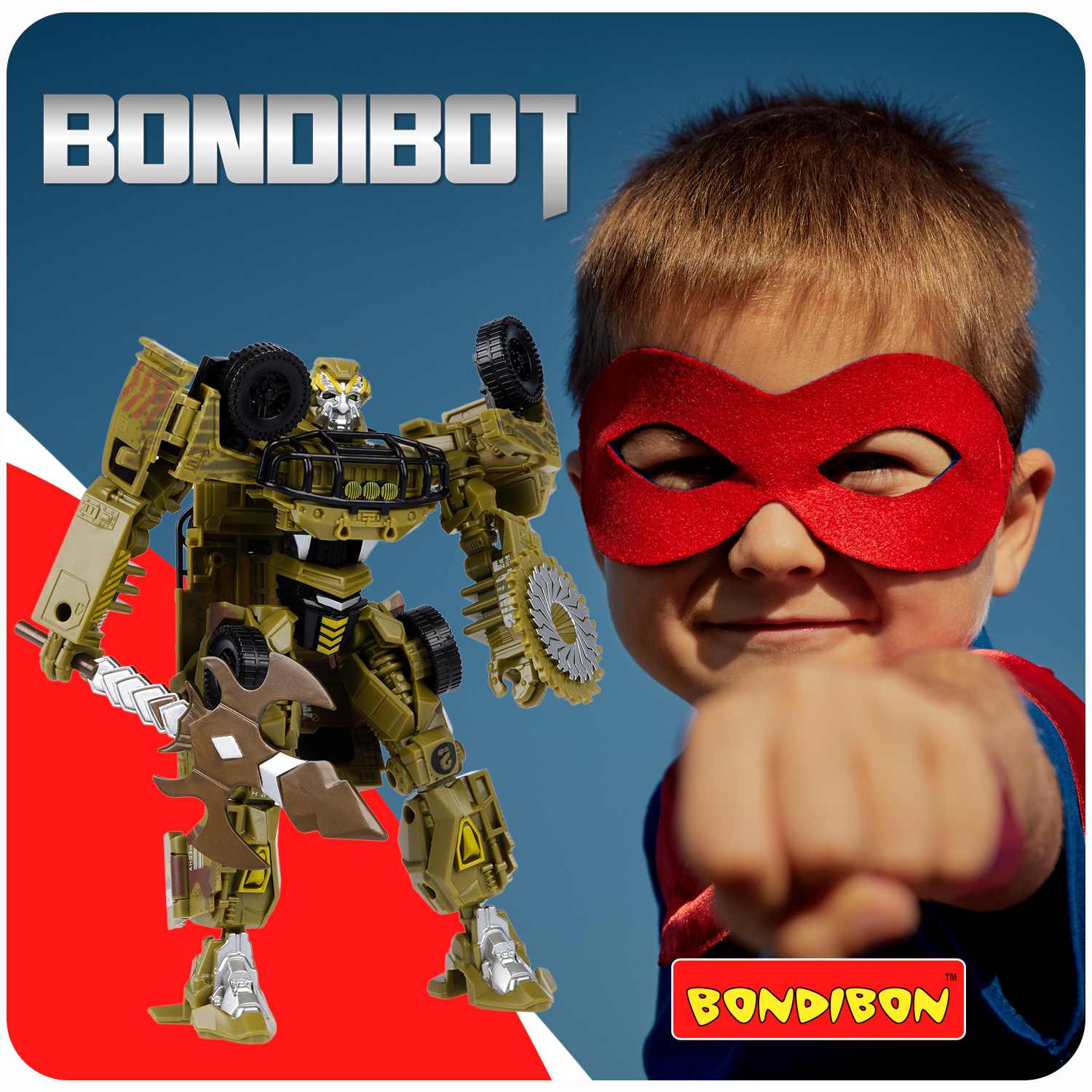 Трансформер BONDIBON BONDIBOT 2в1 робот-джип военный с кунгом зеленого цвета - фото 11