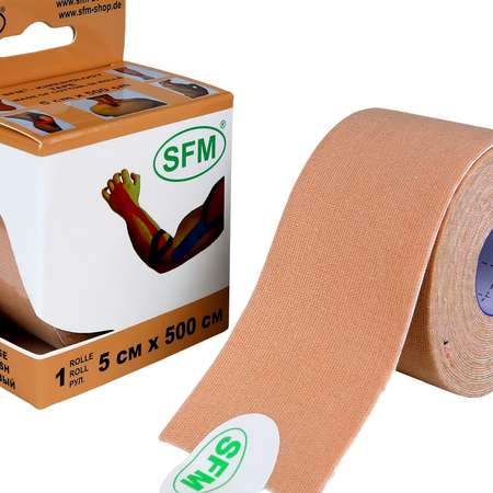 Кинезиотейп SFM Hospital Products SFM-Plaster на хлопковой основе 5см Х 500см бежевого цвета в диспенсере
