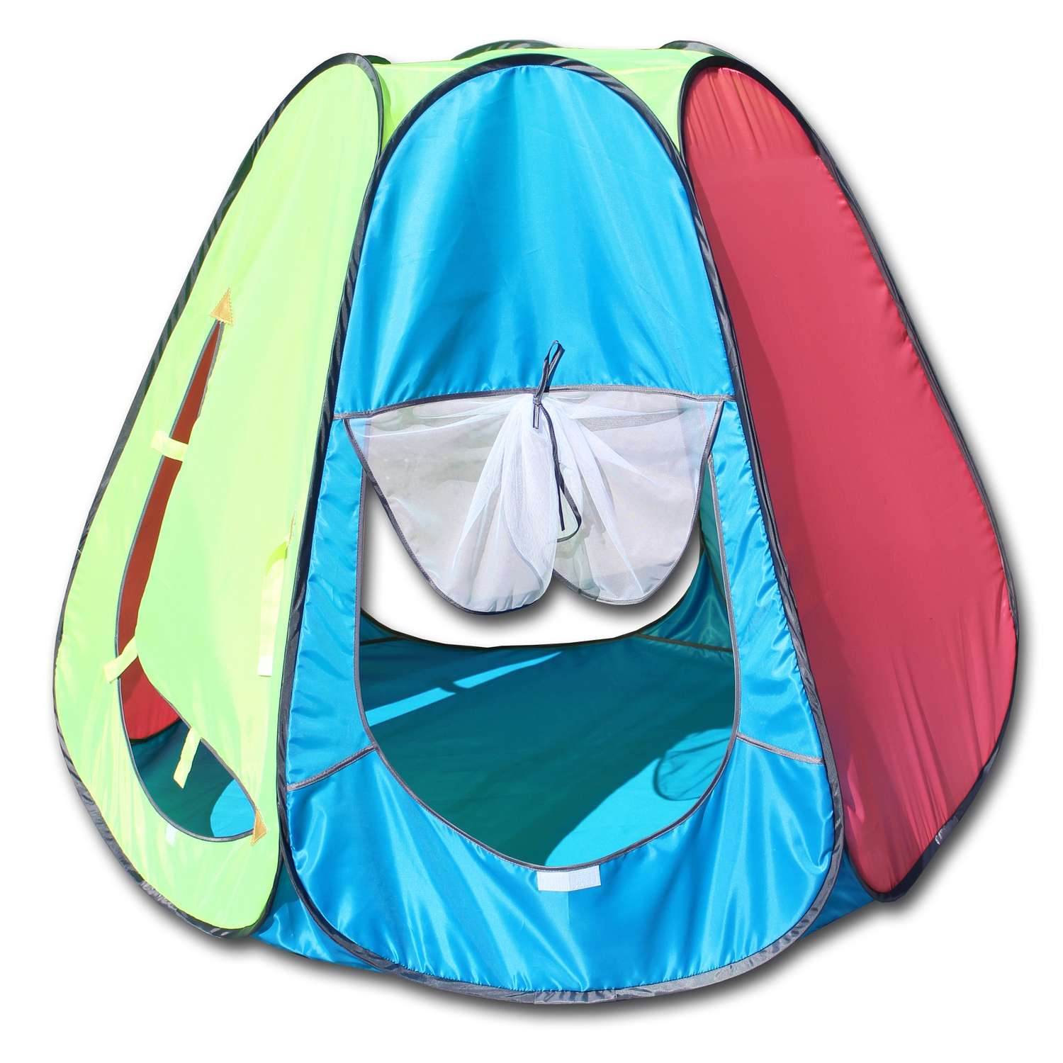 Игровая палатка Belon familia шестигранная цвет голубой яркий/коралл/лимон/бирюза 120х120х110 см - фото 1