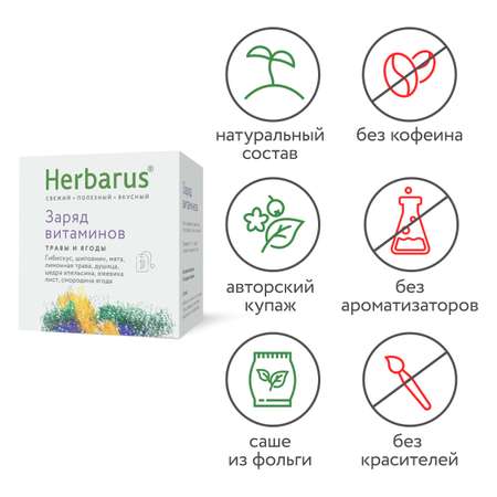 Чайный напиток Herbarus Заряд витаминов 10 пакетиков