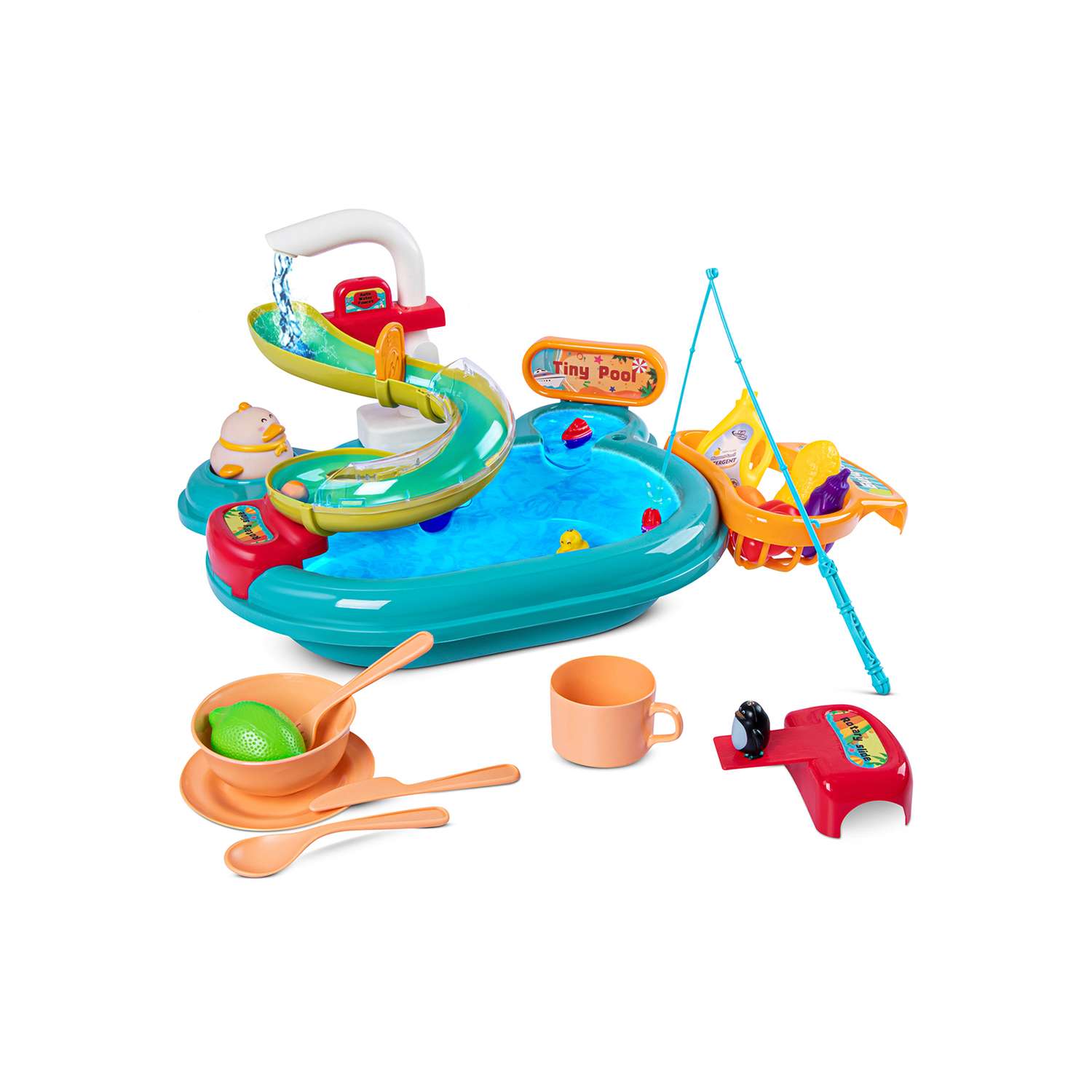 Игровой набор Smart Baby 3 в 1 Рыбалка Аквапарк Раковина с горкой и игрушками - фото 11
